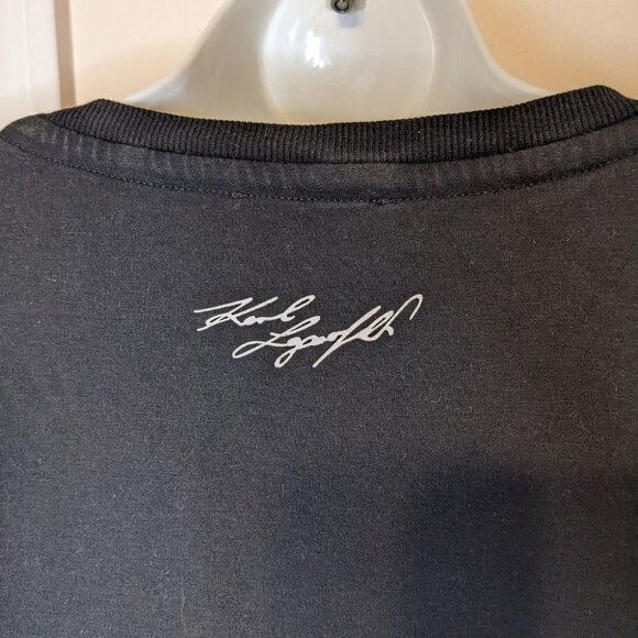 Karl LAGERFELD black ruffle sweatshirt letters Medium B1 - Picture 9 of 13